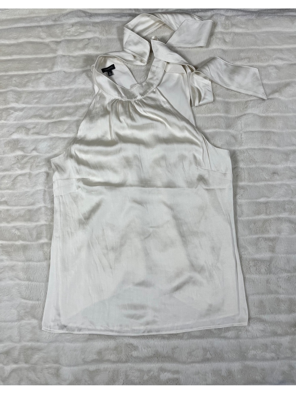Talbots 12 Ivory White Halter Bow Back Sleek Sleeveless Party Date Chic Top